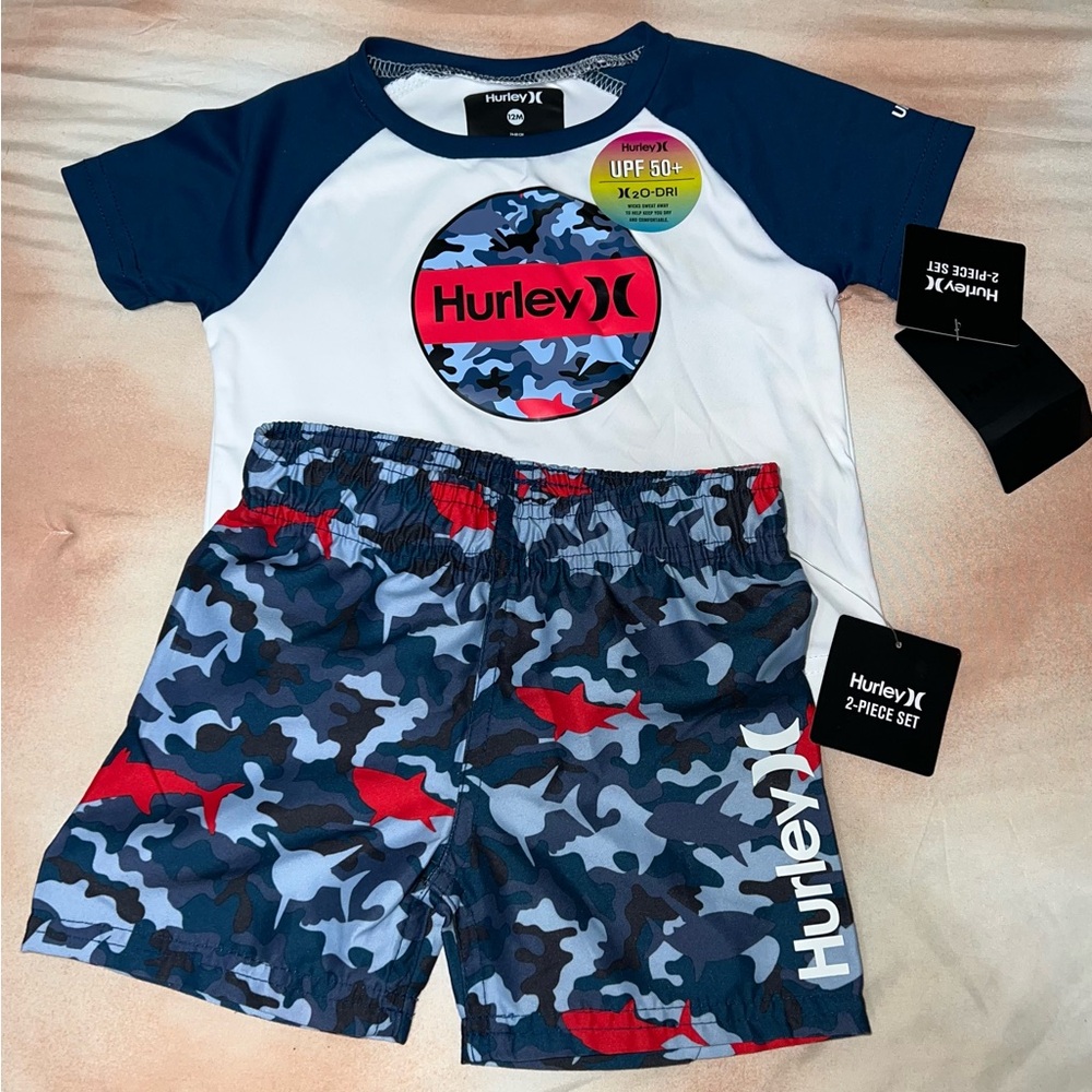 NWT HURLEY BOY’S DRI-FIT SET W/ BOARDSHORTS SZ 12 months [F-40]